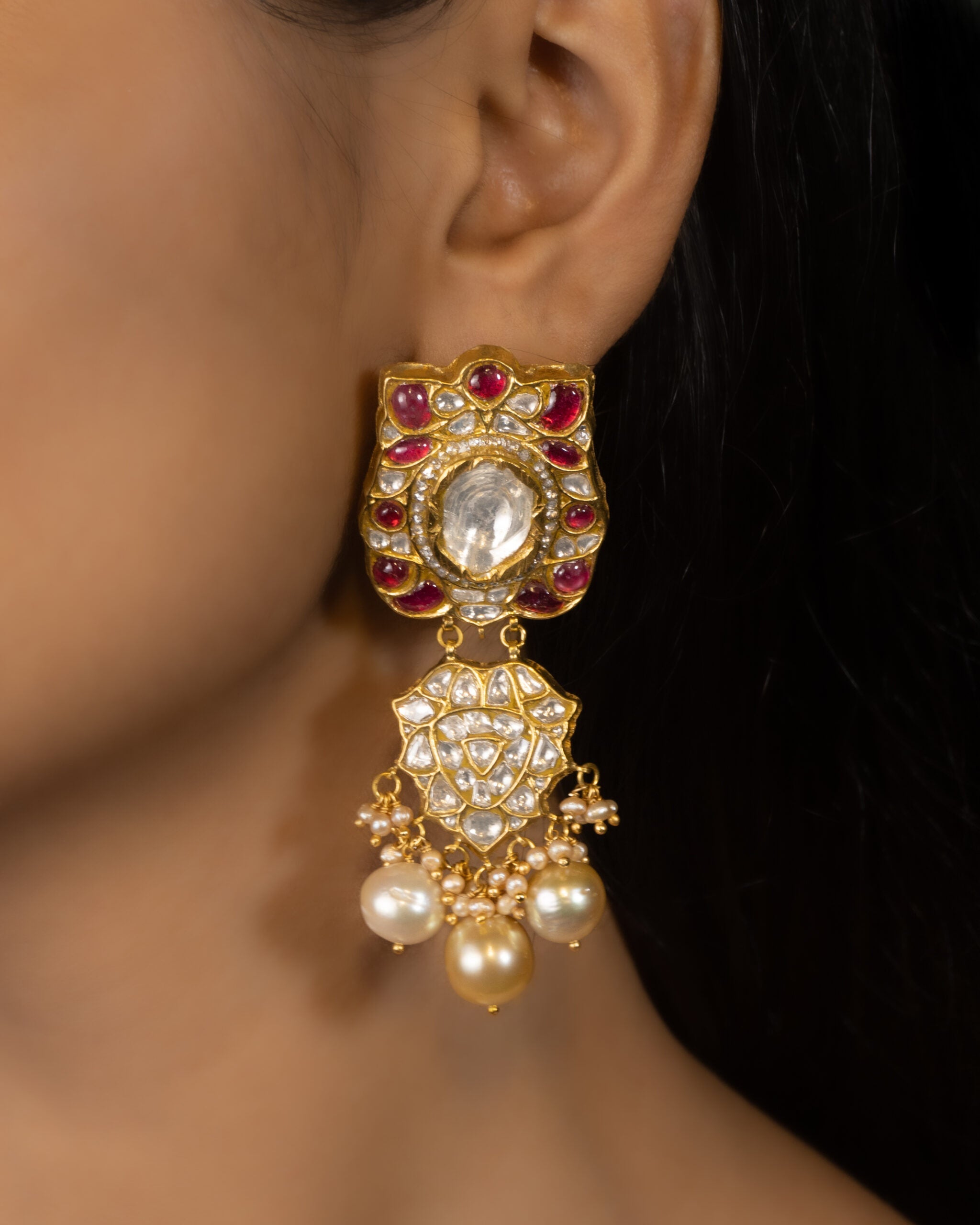 Riya Polki And Diamond Long Earrings
