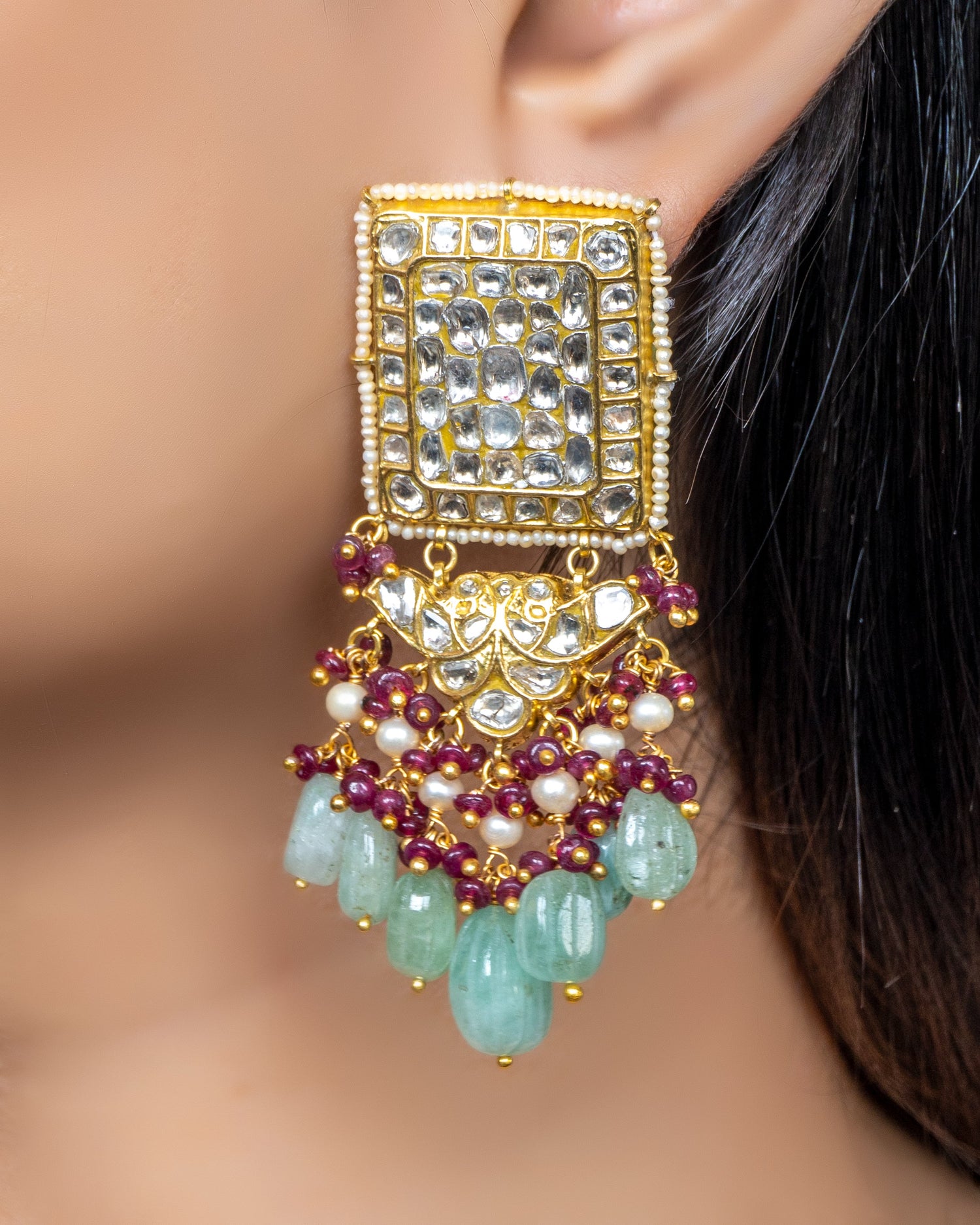 Shubneeka Polki Long Earrings