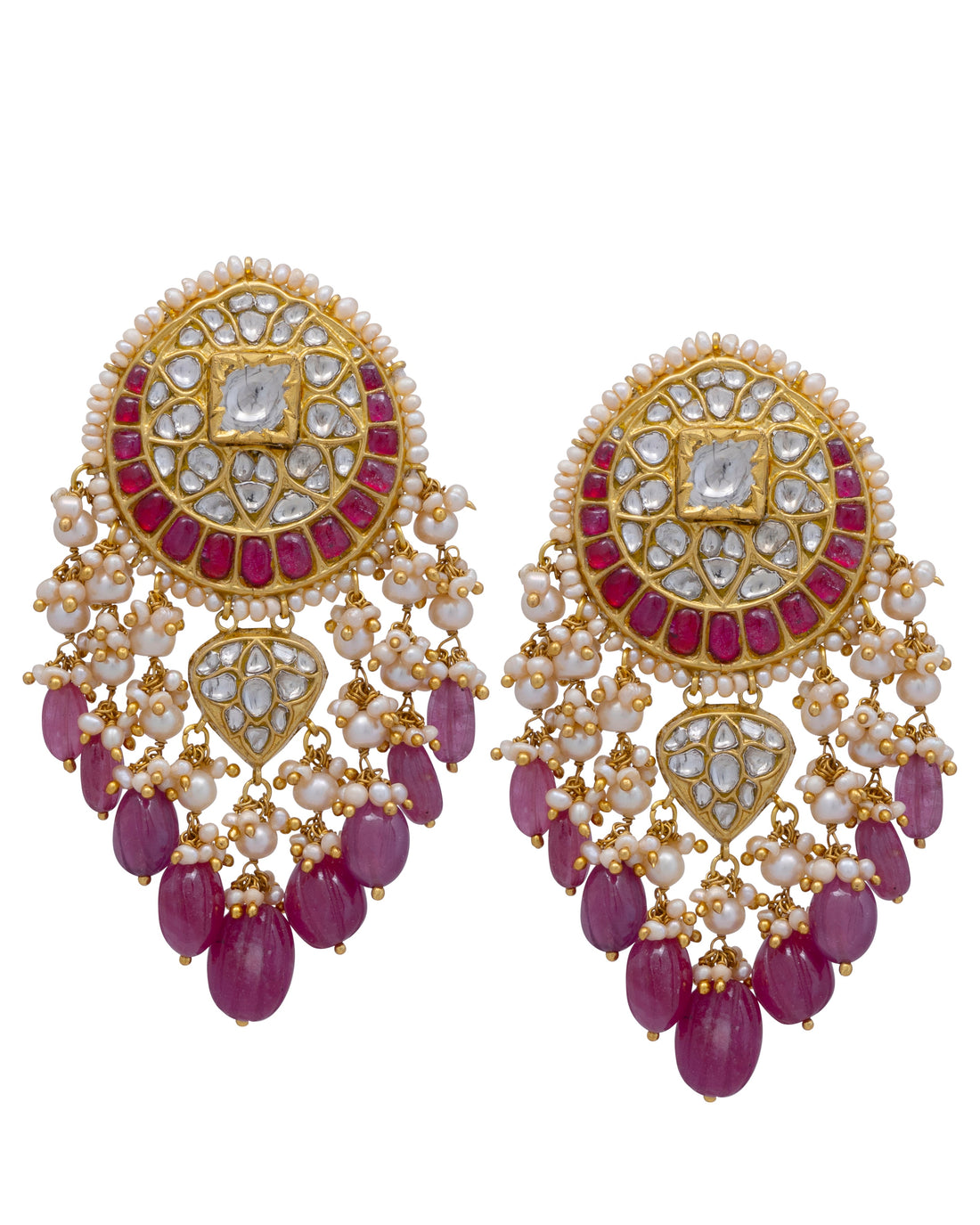 Normani Bead Choker and Tejal Long Earrings Polki Set