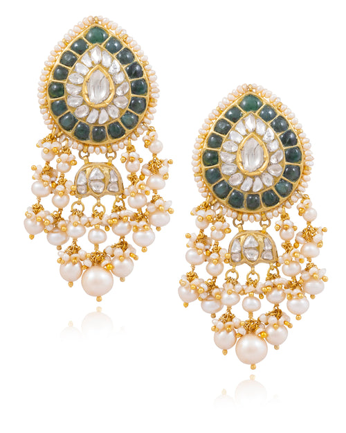 Mitika Bead Choker and Rucheeka Long Earrings Polki Set