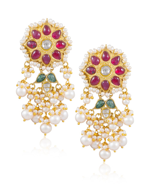 Samira Choker And Shaziya Long Earrings Polki Set