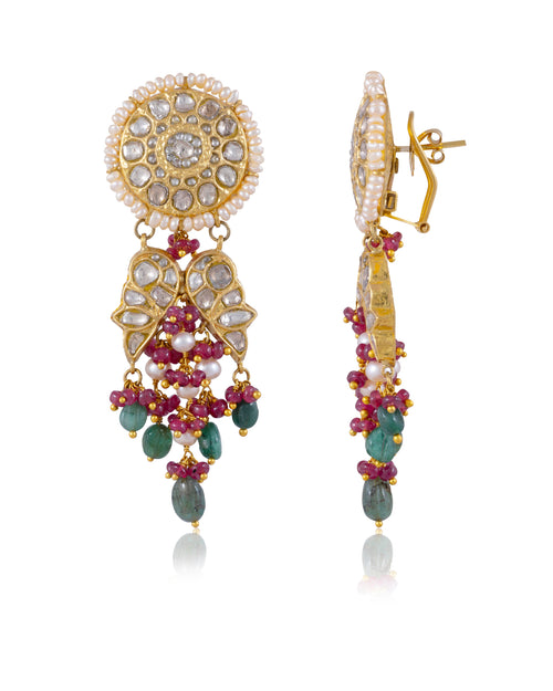 Zoya Polki Long Earrings