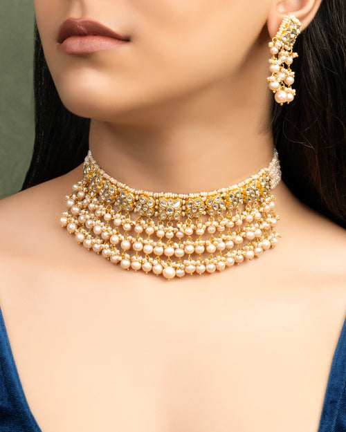 Sandya Choker And Juhii Tops Polki Set