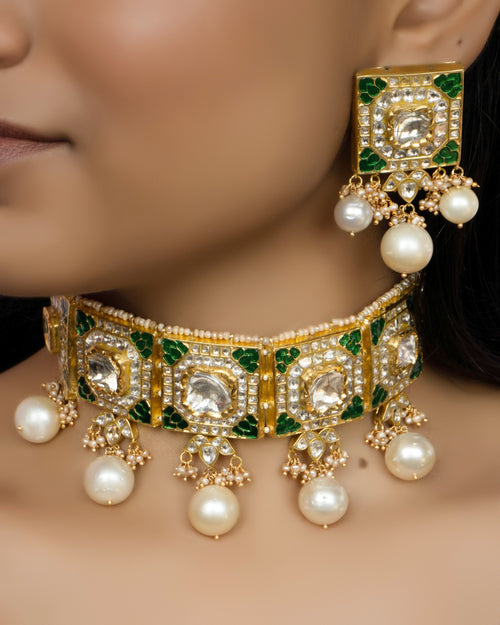 Devyani Choker and Sanjana Tops Polki Set