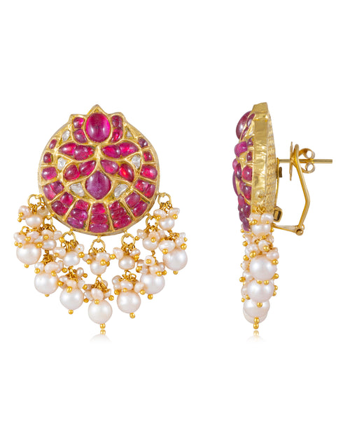 Riya Long Necklace And Sakshi Tops Polki Set