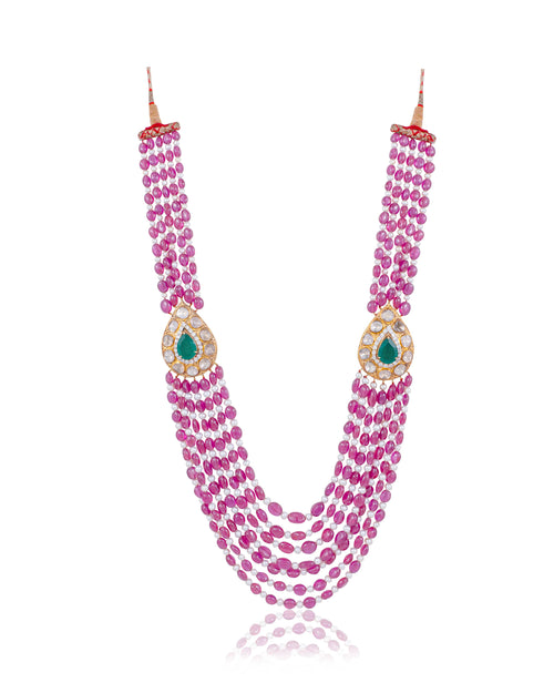 Smriti Bead Pendant And Desa Long Earrings Polki And Diamond Set