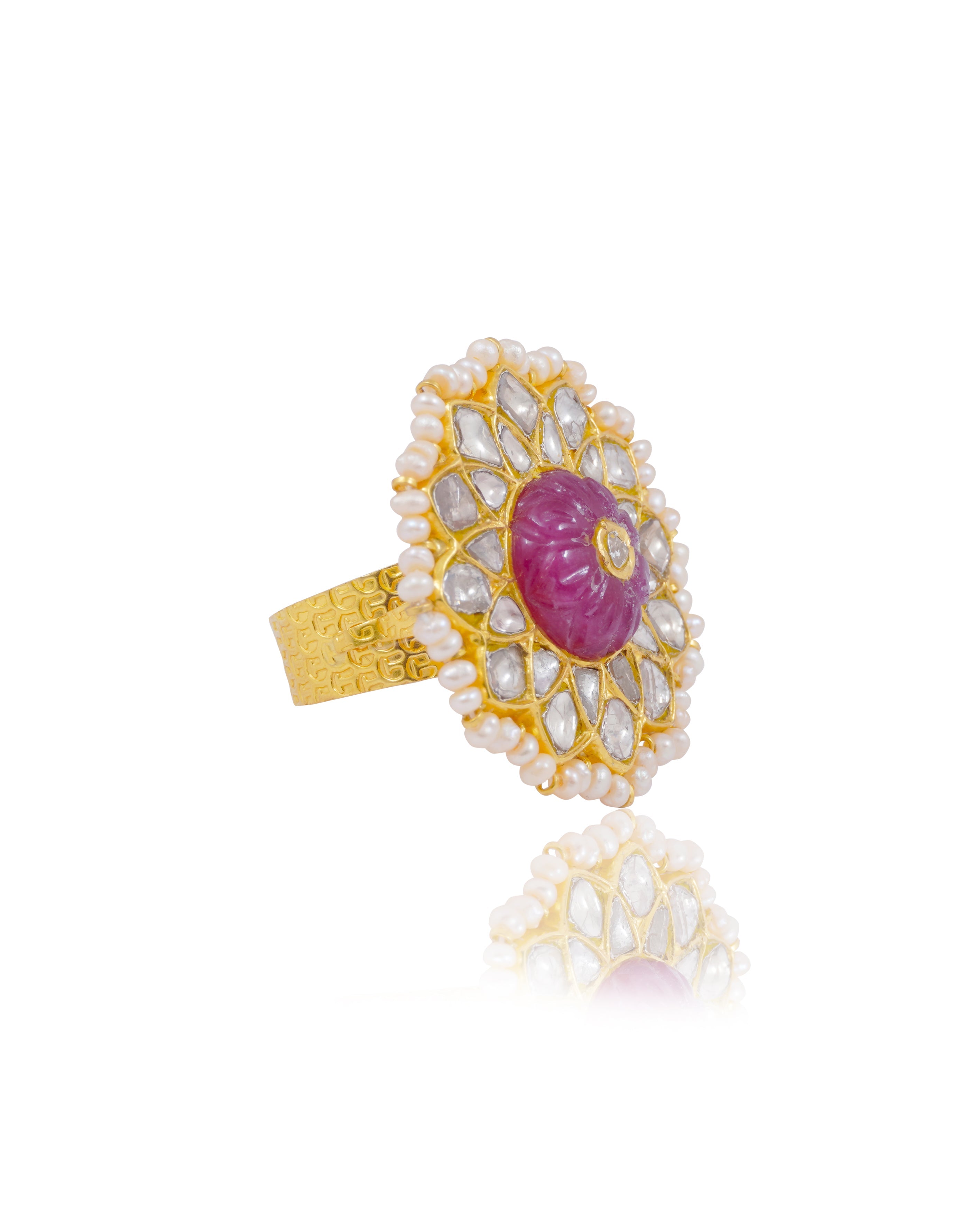 Gold Floral Centre Diamond Ring – GIVA Jewellery