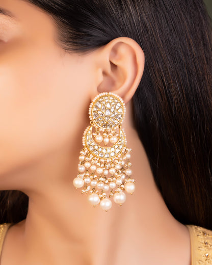 Sharmin Polki Chandbalis - Elegant Earrings from the Rocky and Rani Collection