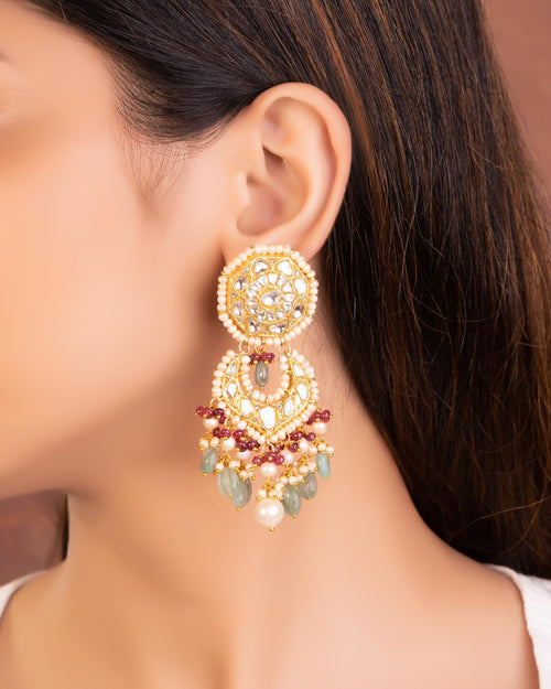 Sevil Necklace And Vivi Chandbalis Polki Set