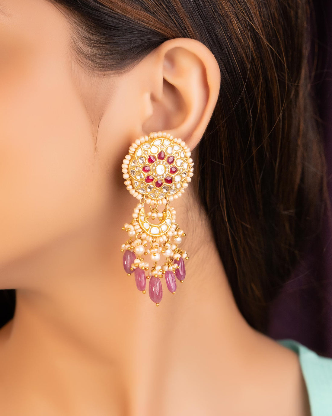 Srishti Necklace And Olisah Chandbalis Polki Set