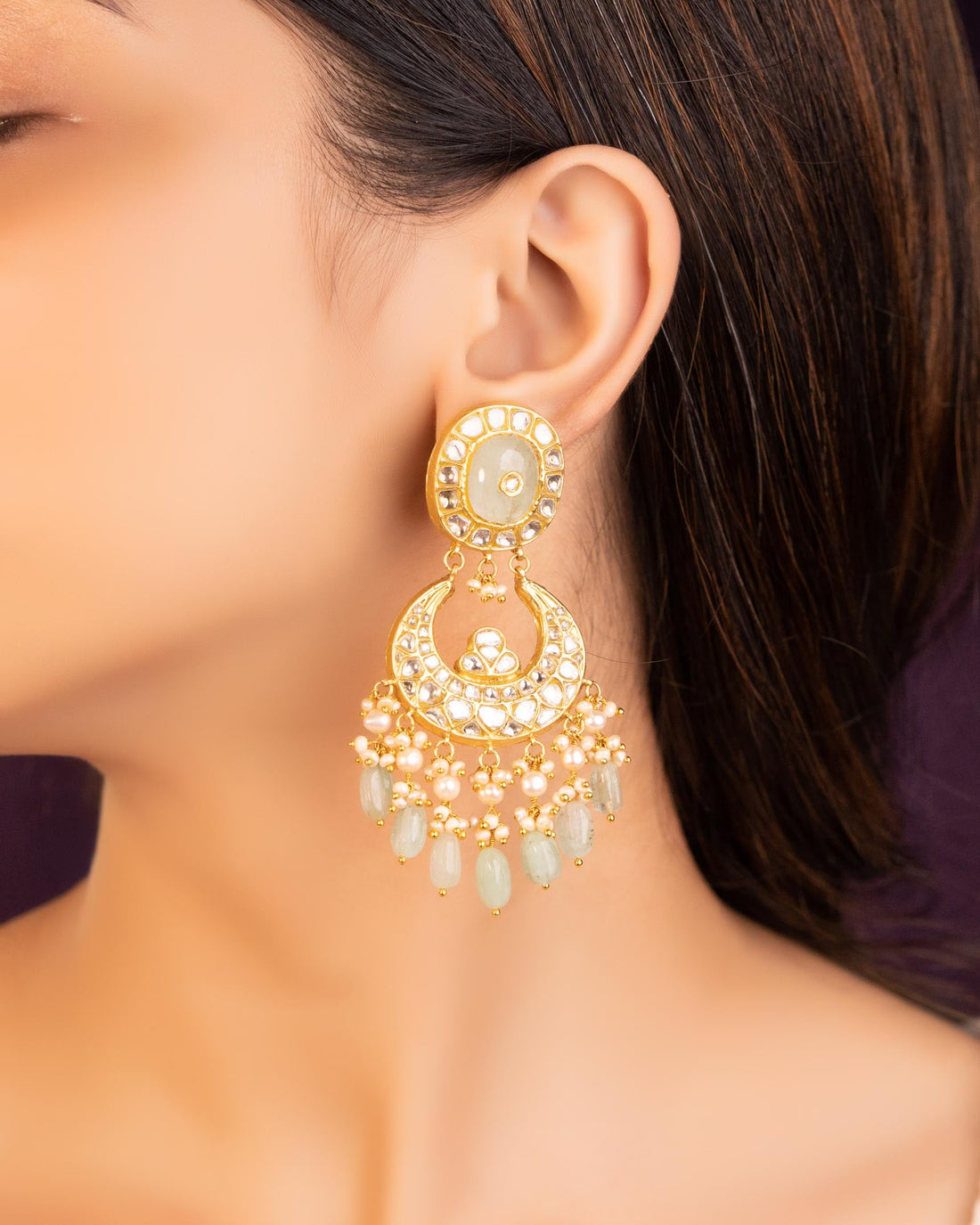 Geeta Necklace And Bemani Chandbalis Polki Set