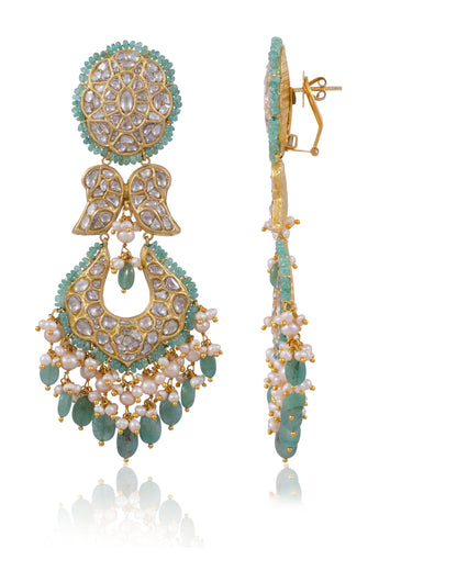 Srushti Necklace And Diksha Chandbalis Polki Set