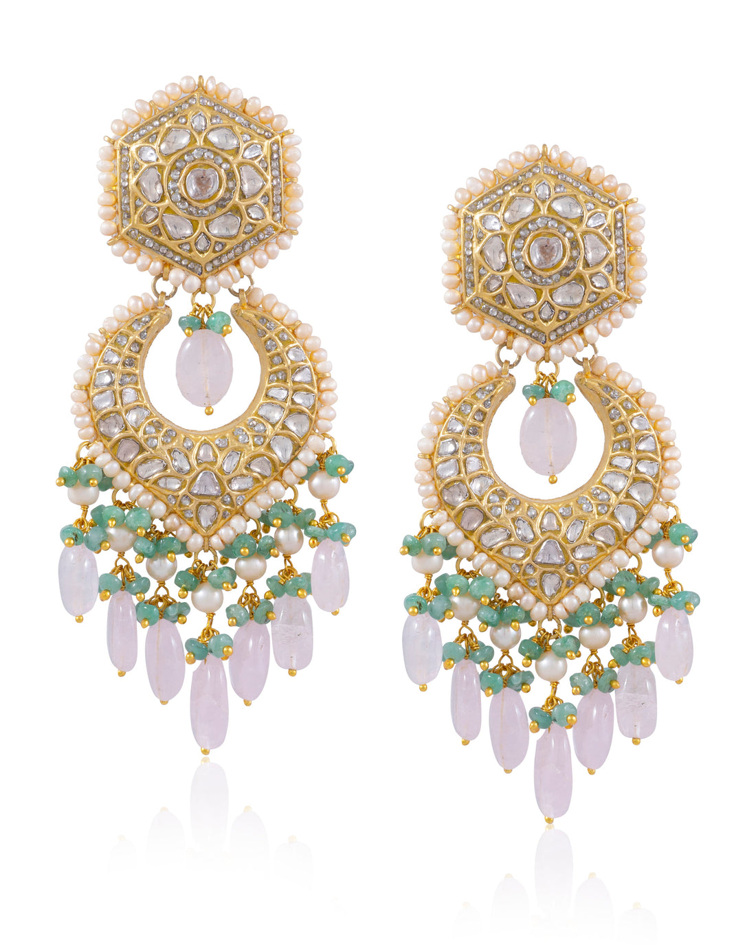 Tamia Necklace And Parchi Chandbalis Polki Set