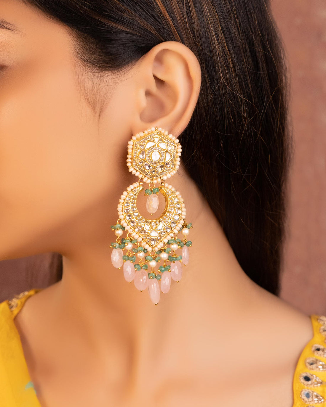 Tamia Necklace And Parchi Chandbalis Polki Set