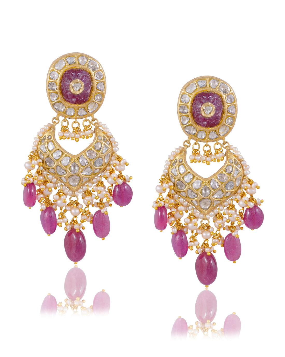 Shehnaz Necklace And Sonam Chandbalis Polki Set
