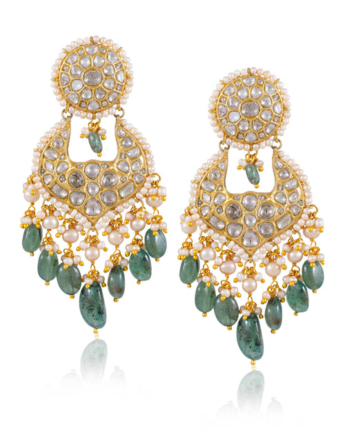 Aneeksha Necklace And Dikshita Chandbalis Polki Set