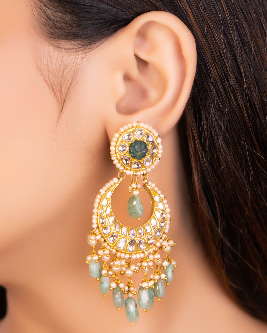 Suhana Necklace And Medha Chandbalis Polki Set