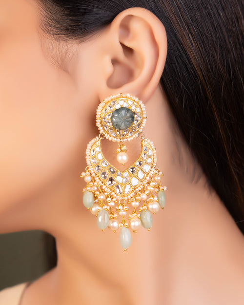 Laxshi Necklace And Kashish Chandbalis Polki Set