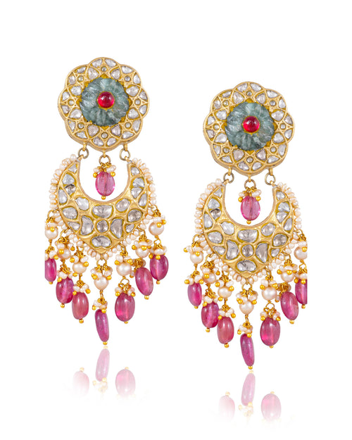 Vasudha Necklace And Viyaa Chandbalis Polki Set