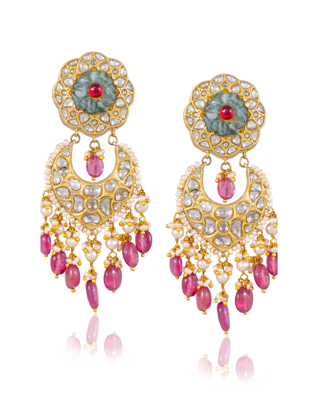 Vasudha Necklace And Viyaa Chandbalis Polki Set