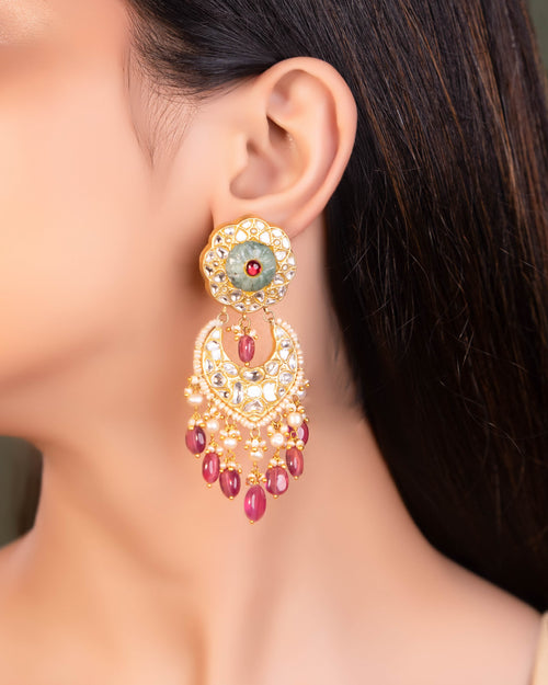 Vasudha Necklace And Viyaa Chandbalis Polki Set
