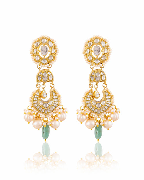 Inaya Necklace And Mahika Chandbalis Polki And Diamond Set
