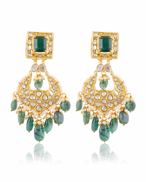 Tanvi Necklace And Eesha Chandbalis Polki Set