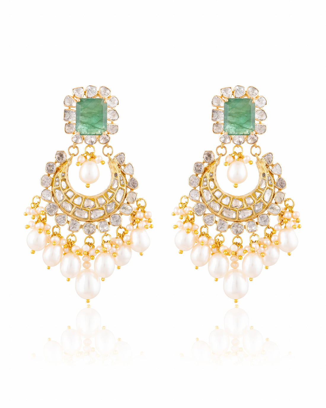 Mitra Necklace And Maitri Chandbalis Polki Set