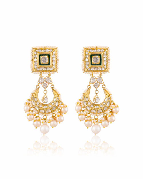 Samara Necklace And Parisha Chandbalis Polki Set