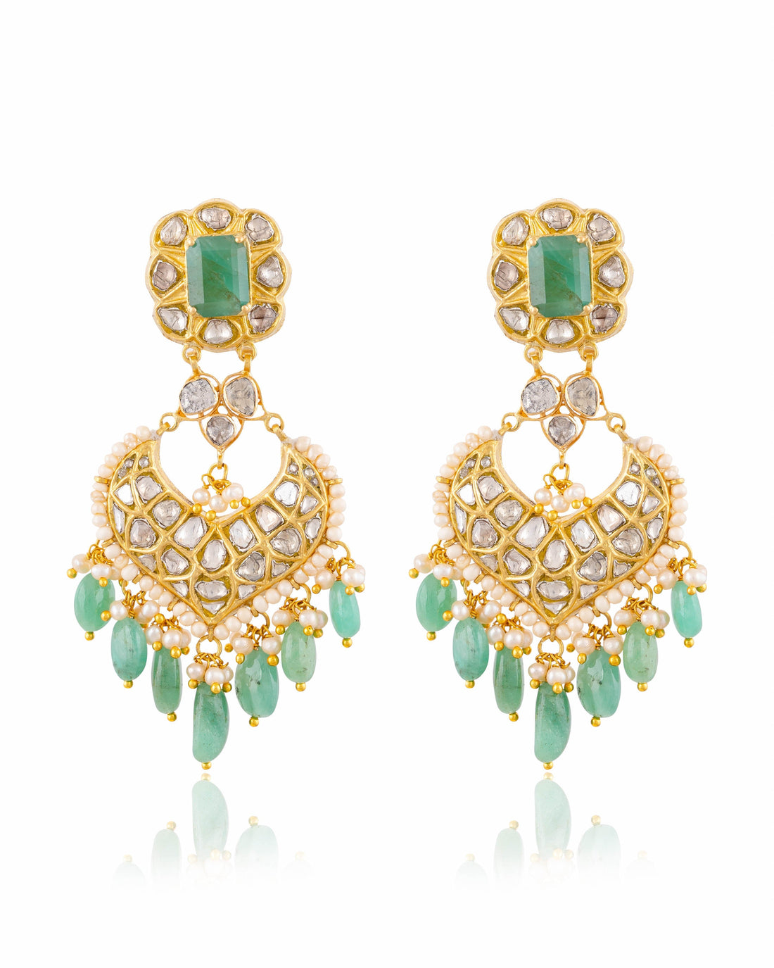 Kiran Necklace And Kavya Chandbalis Polki Set