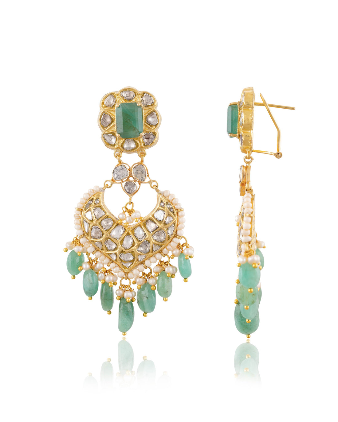 Kiran Necklace And Kavya Chandbalis Polki Set