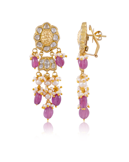 Shantae Necklace And Krutika Long Earrings Polki Set