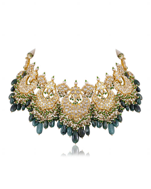 Asmita Necklace And Danvi Chandbalis Polki Set