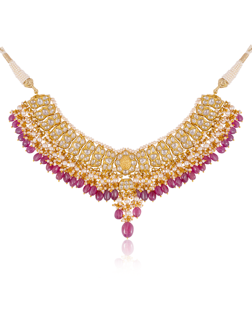 Shantae Necklace And Krutika Long Earrings Polki Set