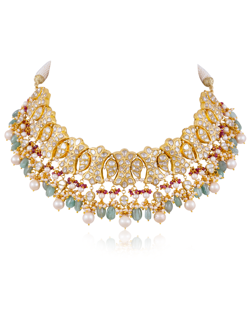 Sevil Necklace And Vivi Chandbalis Polki Set