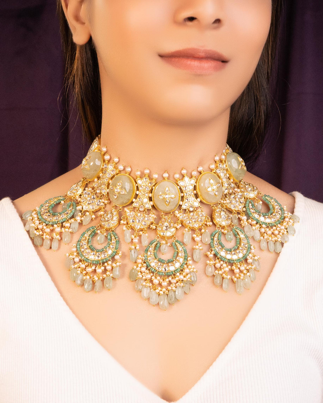 Geeta Necklace And Bemani Chandbalis Polki Set