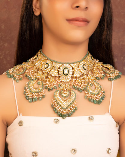 Srushti Necklace And Diksha Chandbalis Polki Set