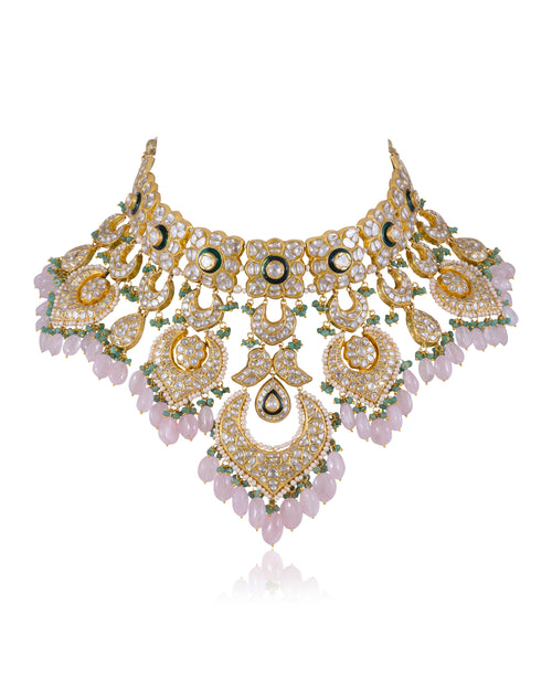 Tamia Necklace And Parchi Chandbalis Polki Set