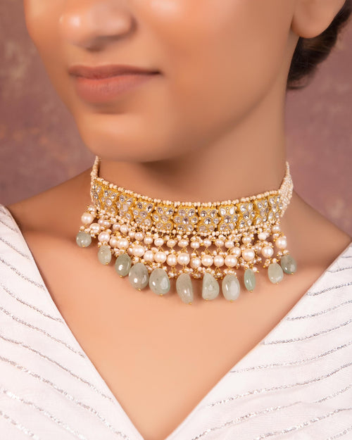 Earlene Choker And Sumira Tops Polki Set