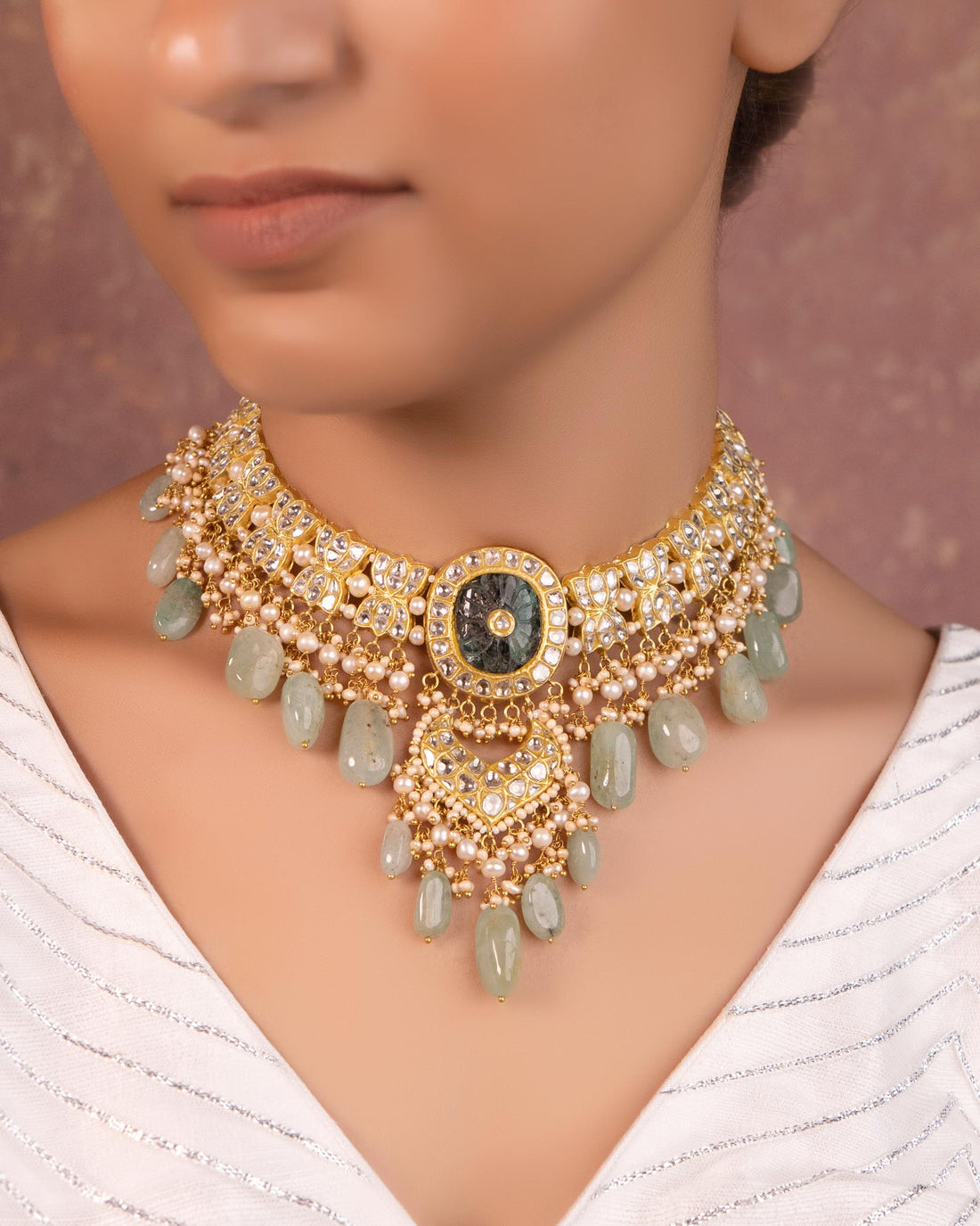 Shehnaz Necklace And Sonam Chandbalis Polki Set