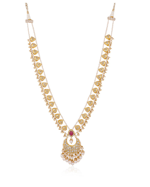Rasika Long Necklace And Carol Tops Polki Set