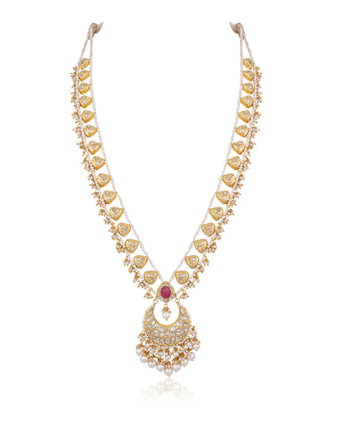 Rasika Long Necklace And Carol Tops Polki Set