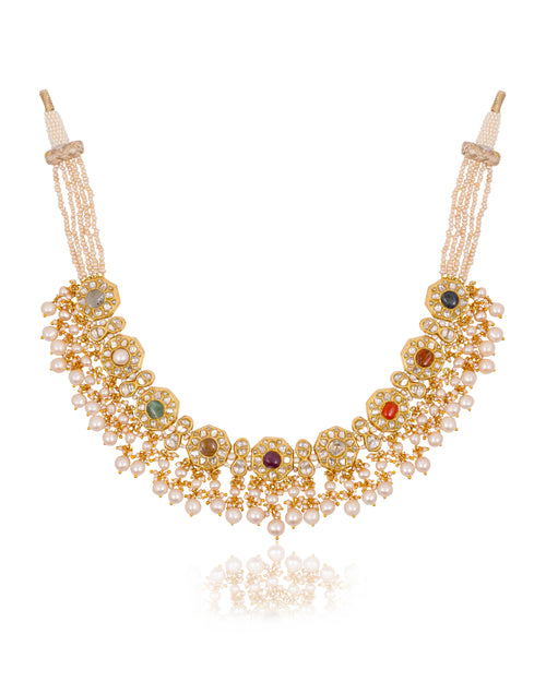 Nusrat Necklace And Earlina Tops Polki Sets