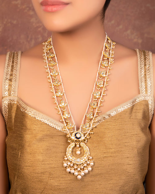 Weronika Long Necklace And Rekha Tops Polki Set