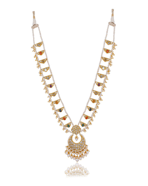 Navya Long Necklace And Vani Tops Polki Set