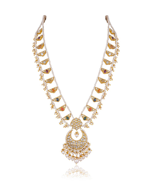 Navya Long Necklace And Vani Tops Polki Set