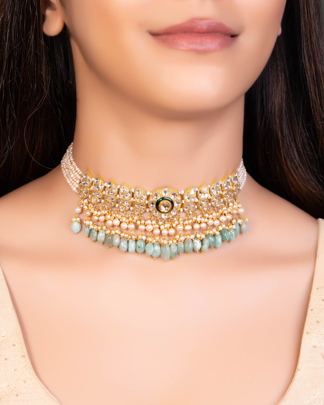 Tanisha Choker And Muskan Tops Polki Set