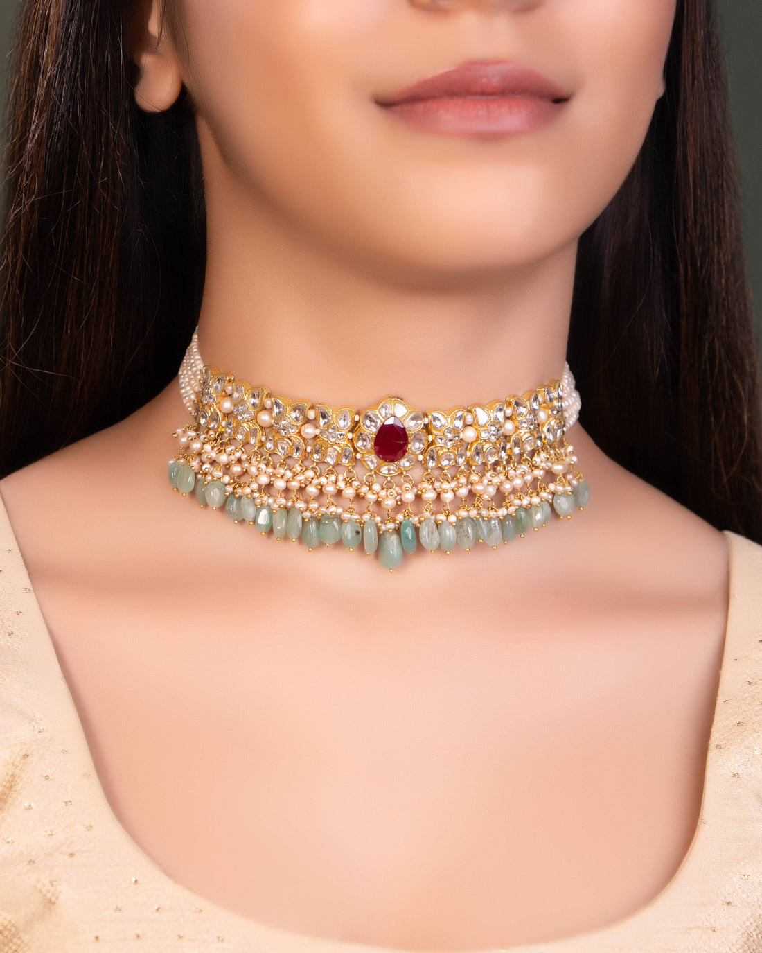 Sejal Choker And Aarohi Tops Polki Set