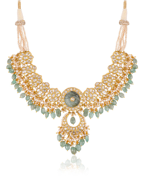 Suhana Necklace And Medha Chandbalis Polki Set