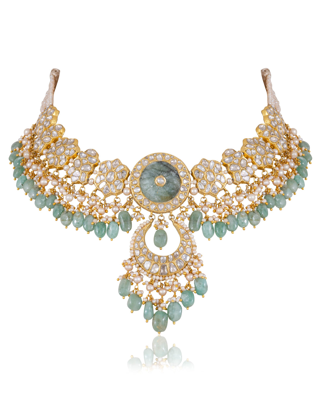 Suhana Necklace And Medha Chandbalis Polki Set